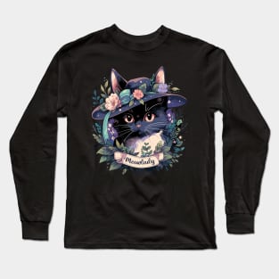 Cottagecore Fairycore Cat Gifts Girls Womens Meowlady Cat Long Sleeve T-Shirt